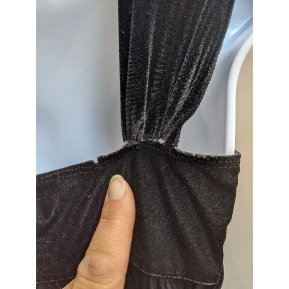 Vintage Rave 90s Black Velvet Lace Going Out Top Sz S Y2K Whimsigoth Witchy - Picture 5 of 8